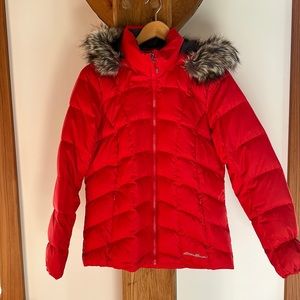 Eddie Bauer Red Down Parka. Size Small. Cute! Very good condition.